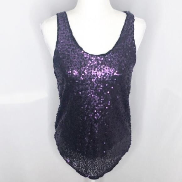Talula purple and black sequin tank top - Picture 1 of 8